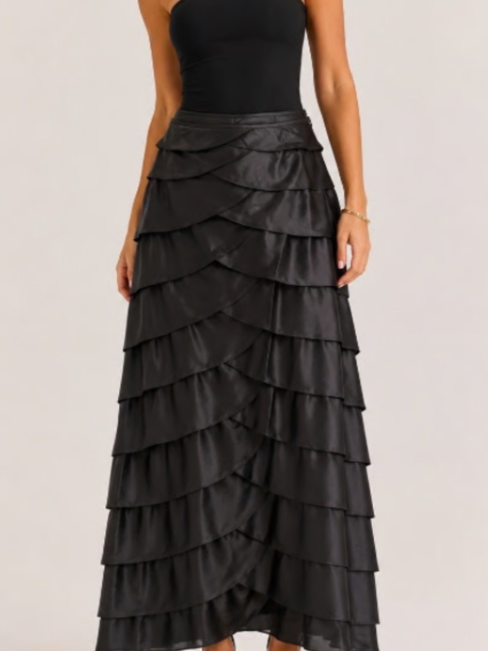 Adrianna Papell Ruffle Textured Shutter Pleated Skirt Charcoal Gray Pewte 14